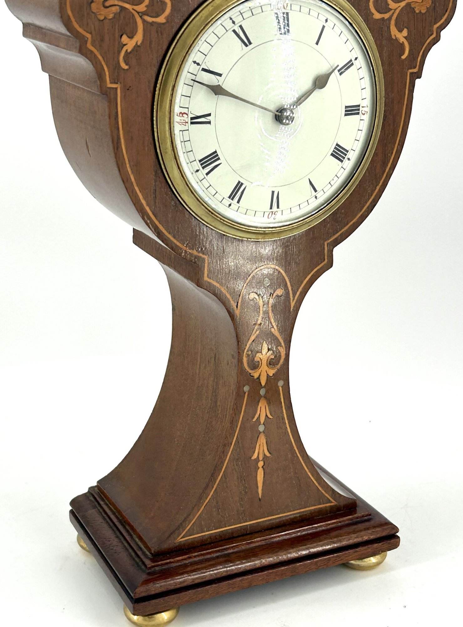 Lovely Antique Edwardian Art Nouveau inlaid Mahogany Mantel Clock C1905 - Image 4
