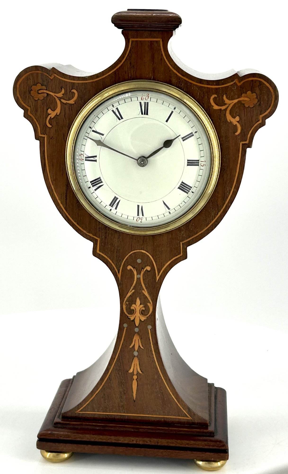 Lovely Antique Edwardian Art Nouveau inlaid Mahogany Mantel Clock C1905 - Image 3