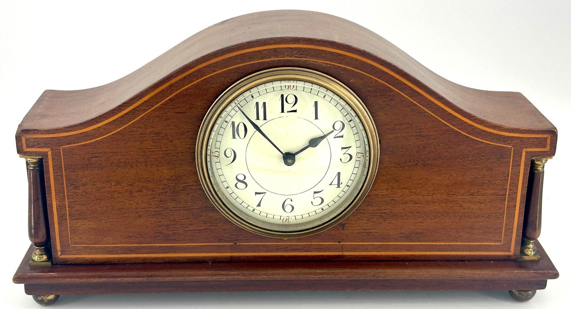 Classic Antique Edwardian inlaid Arched Mantel Clock C1910 - Image 6