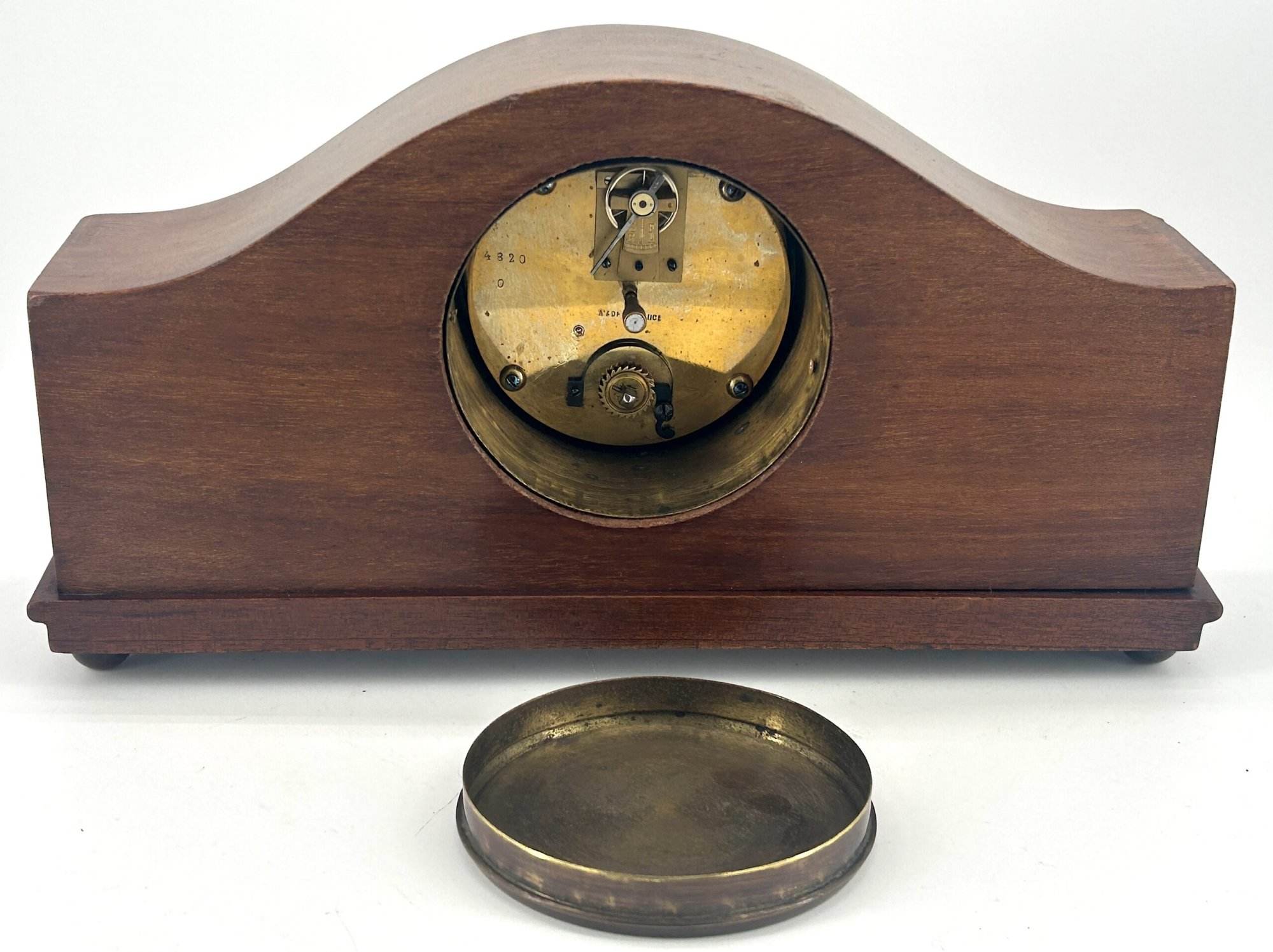 Classic Antique Edwardian inlaid Arched Mantel Clock C1910 - Image 7
