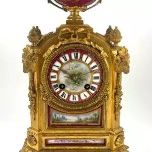 Impressive Victorian Pink Sevres ormolu Case Mantle Clock – ca1870