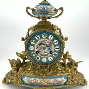 Beautiful Victorian Blue Sevres ormolu Case Mantle Clock – ca1870