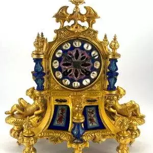 Stunning Rare Blue Coalport Porcelain Mantle Clock – ca 1850