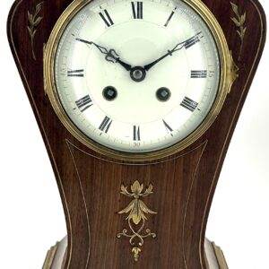Wonderful French Art Nouveau Inspired Brass inlaid Mantle Clock - ca1890