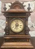 German Musical Alarm Mantel Clock - ca 1880