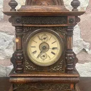 German Musical Alarm Mantel Clock - ca 1880