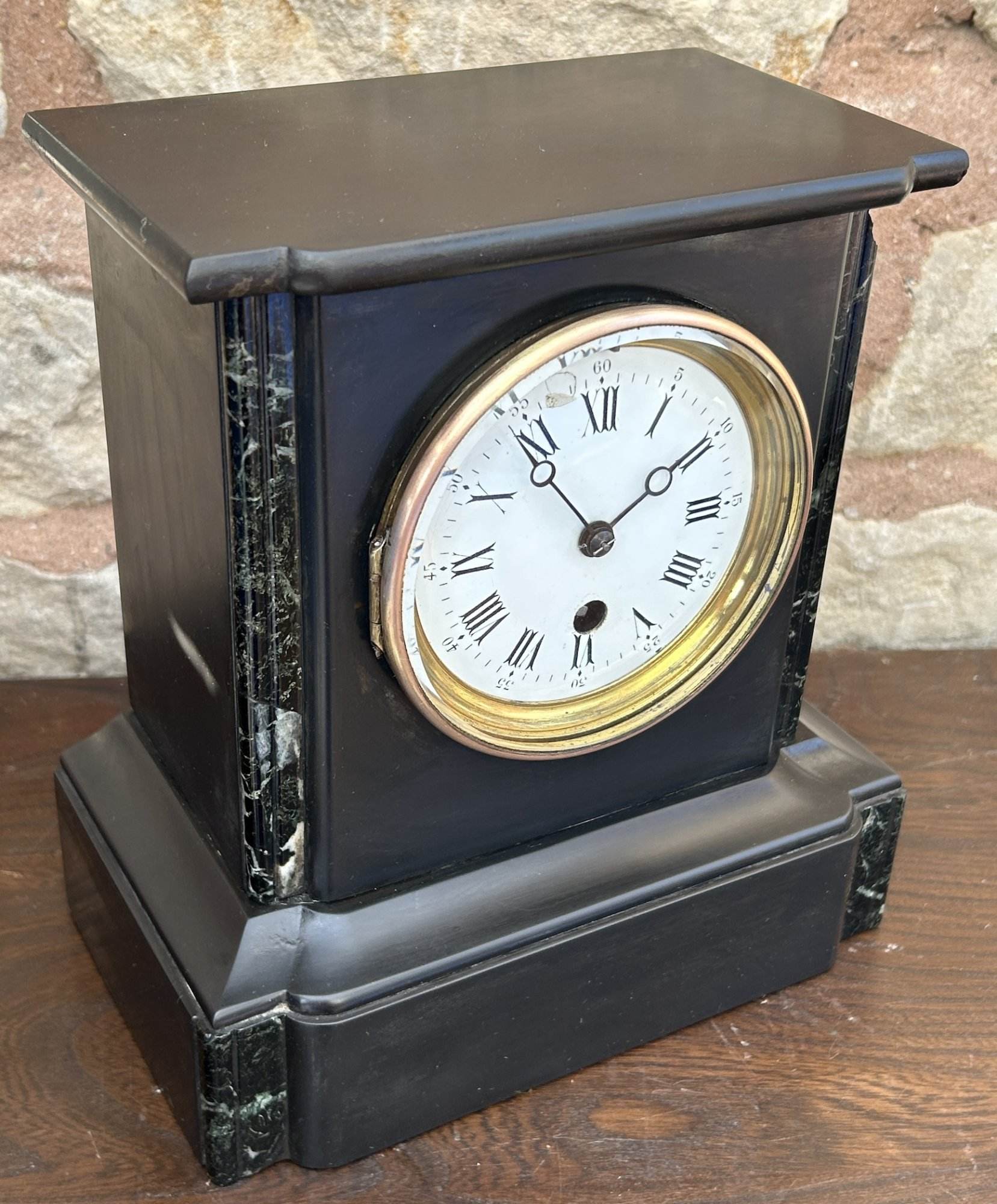 Classic Victorian Slate Mantel clock – ca 1890 - Image 4