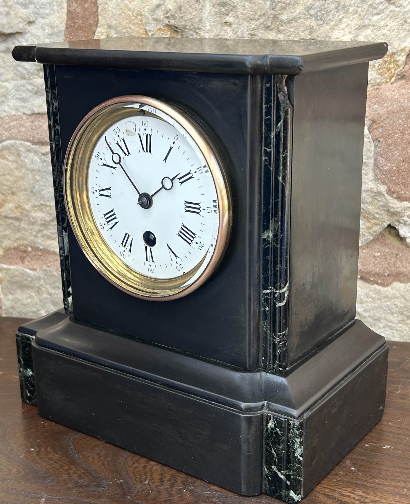 Classic Victorian Slate Mantel clock – ca 1890 - Image 5