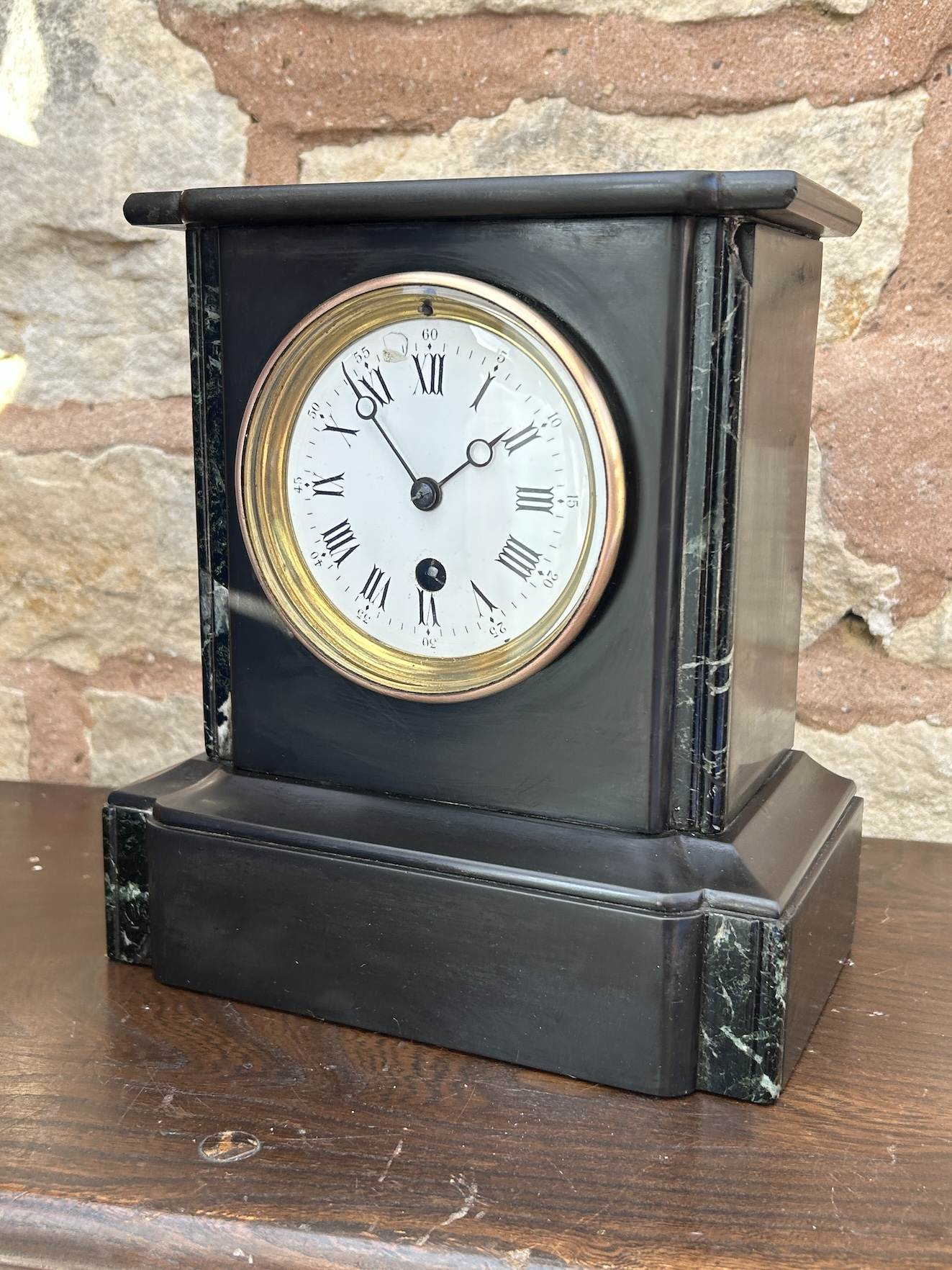 Classic Victorian Slate Mantel clock – ca 1890 - Image 6