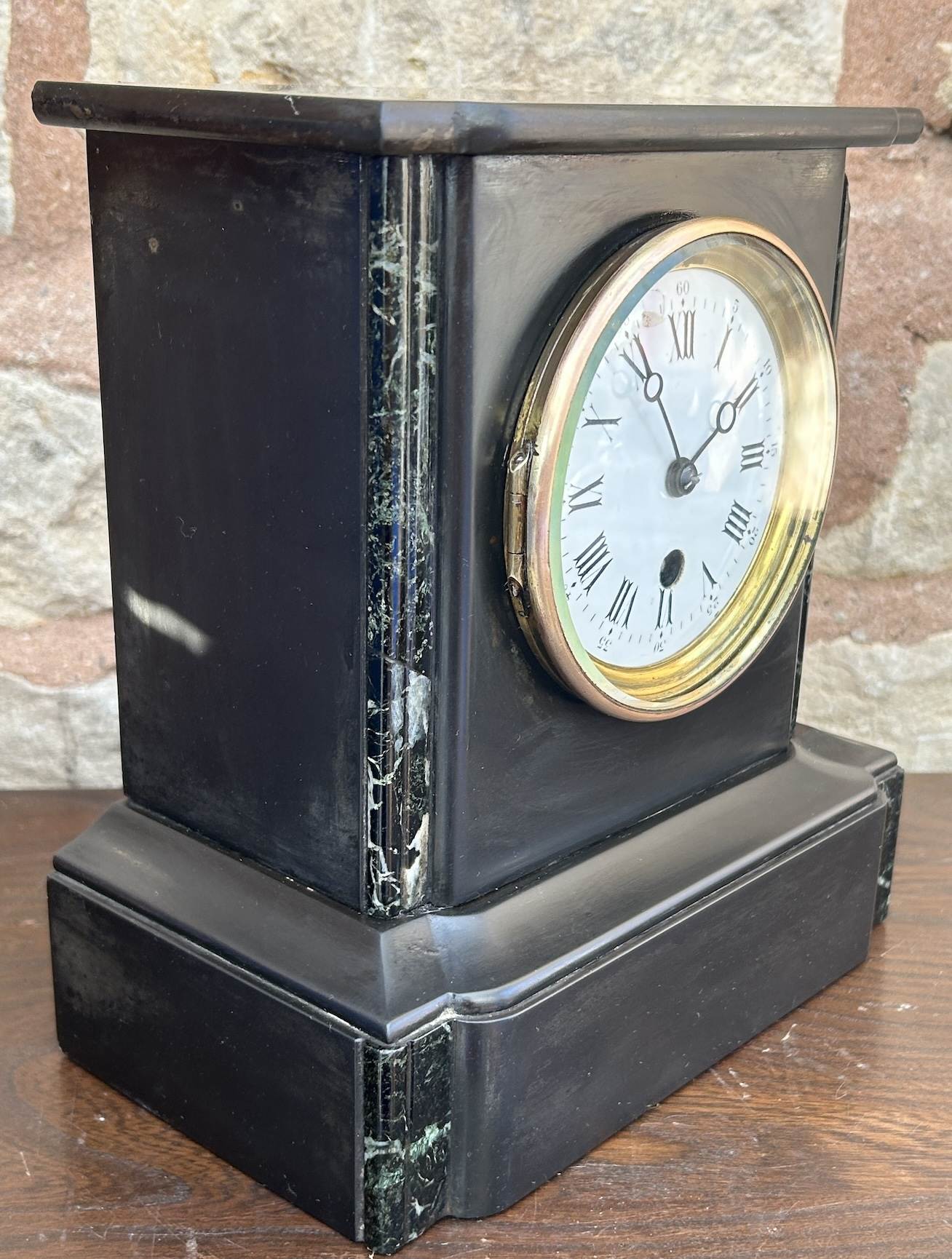 Classic Victorian Slate Mantel clock – ca 1890 - Image 7