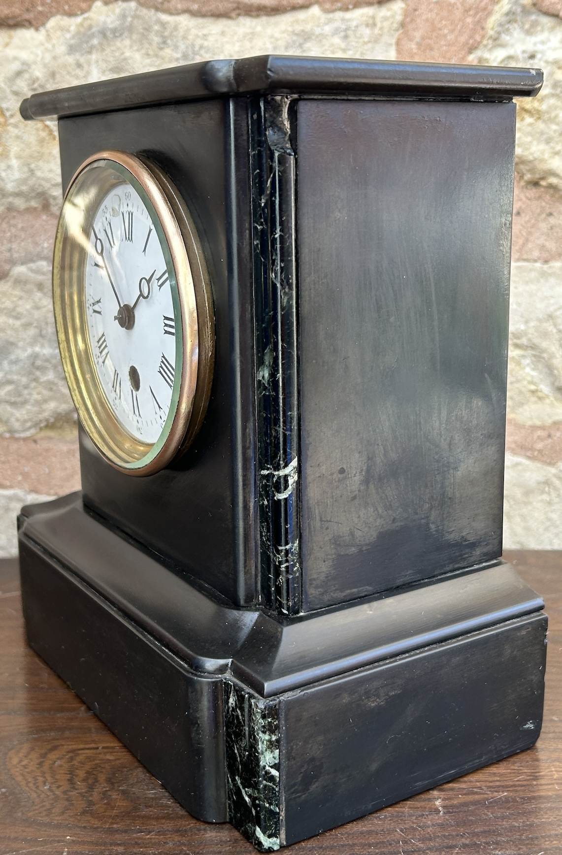 Classic Victorian Slate Mantel clock – ca 1890 - Image 9