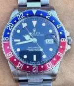 Rolex Watch GMT-Master Pepsi Bezel Ref. 16750 Circa 1986 Box Tag Wallet & Papers