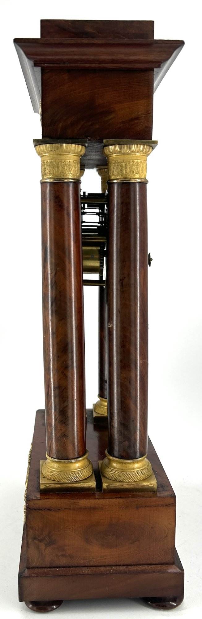 Fabulous Victorian burr Walnut Portico Mantel Clock - ca1840 - Image 7