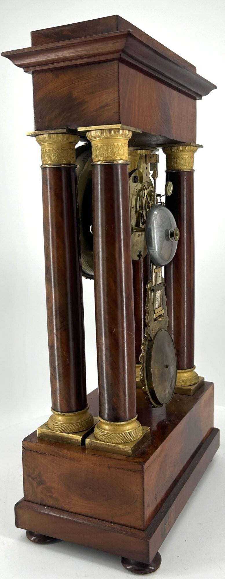 Fabulous Victorian burr Walnut Portico Mantel Clock - ca1840 - Image 8