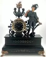 Stunning Victorian French Figural Slate & Spelter Mantel Clock - ca 1890