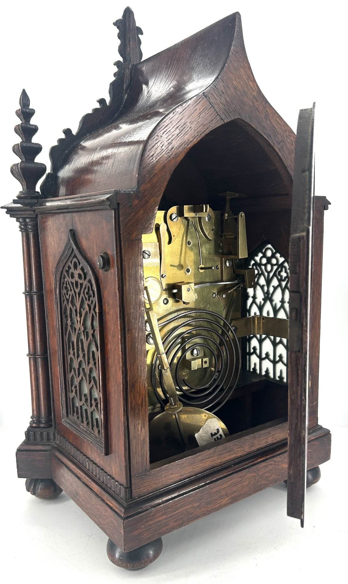 Exquisite Victorian twin Fusee Gothic Bracket clock – R Warwick London - ca 1850 - Image 8