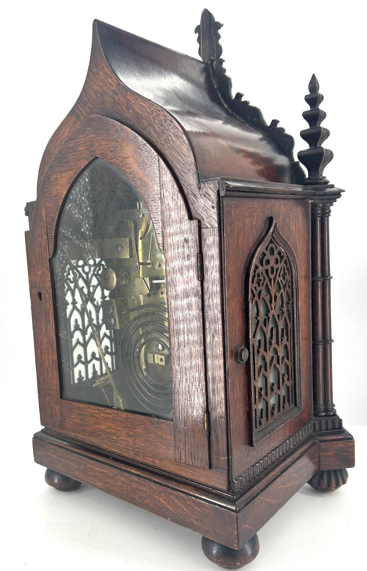 Exquisite Victorian twin Fusee Gothic Bracket clock – R Warwick London - ca 1850 - Image 10