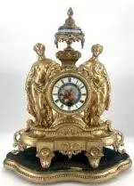 Luxurious Victorian Gilt Sevres Figural Mantle Clock - ca 1880