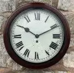 English Industrial Fusee Dial wall Clock - ca 1940