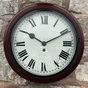 English Industrial Fusee Dial wall Clock - ca 1940