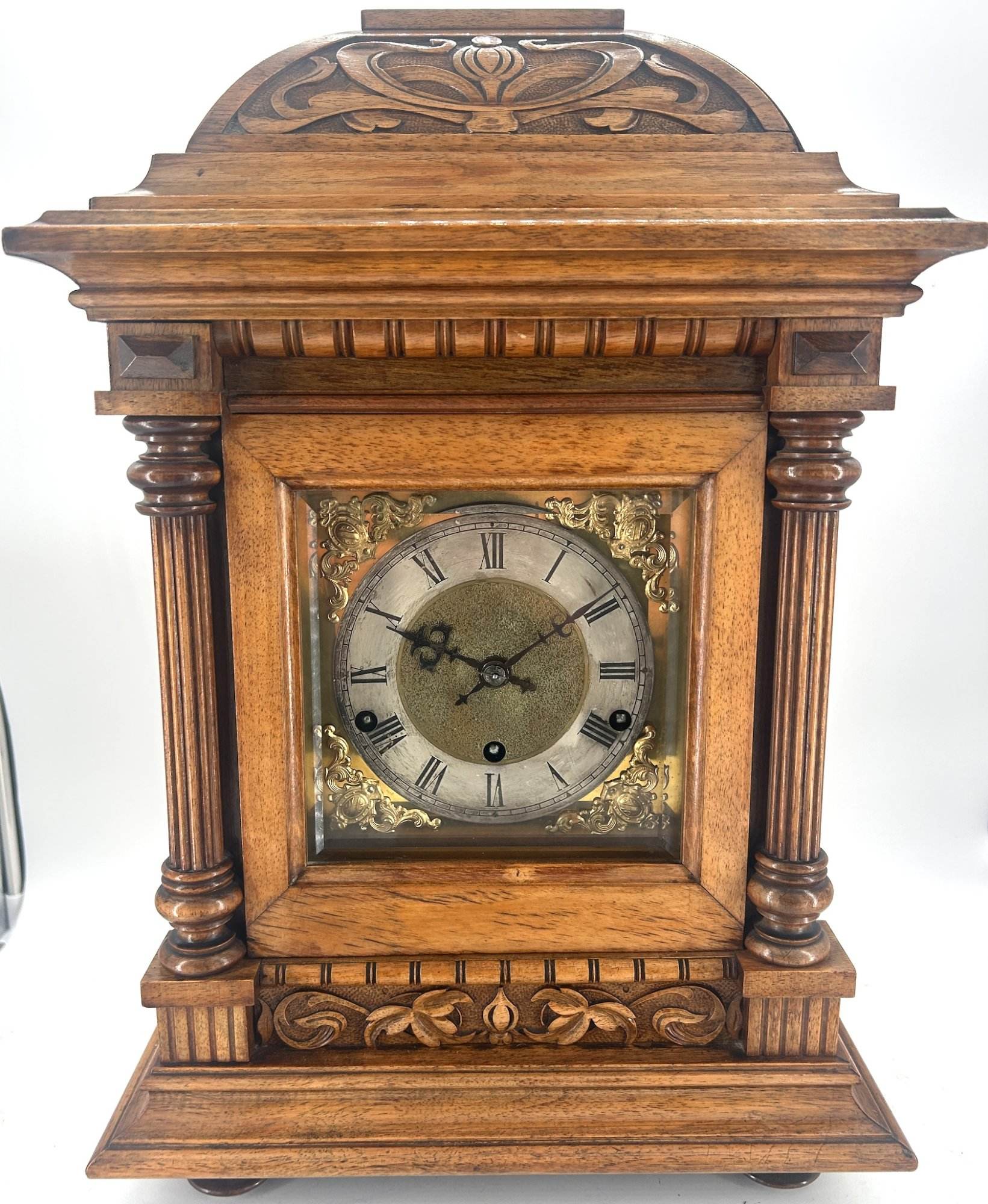 Awesome Walnut case Musical Bracket Clock – ca1920