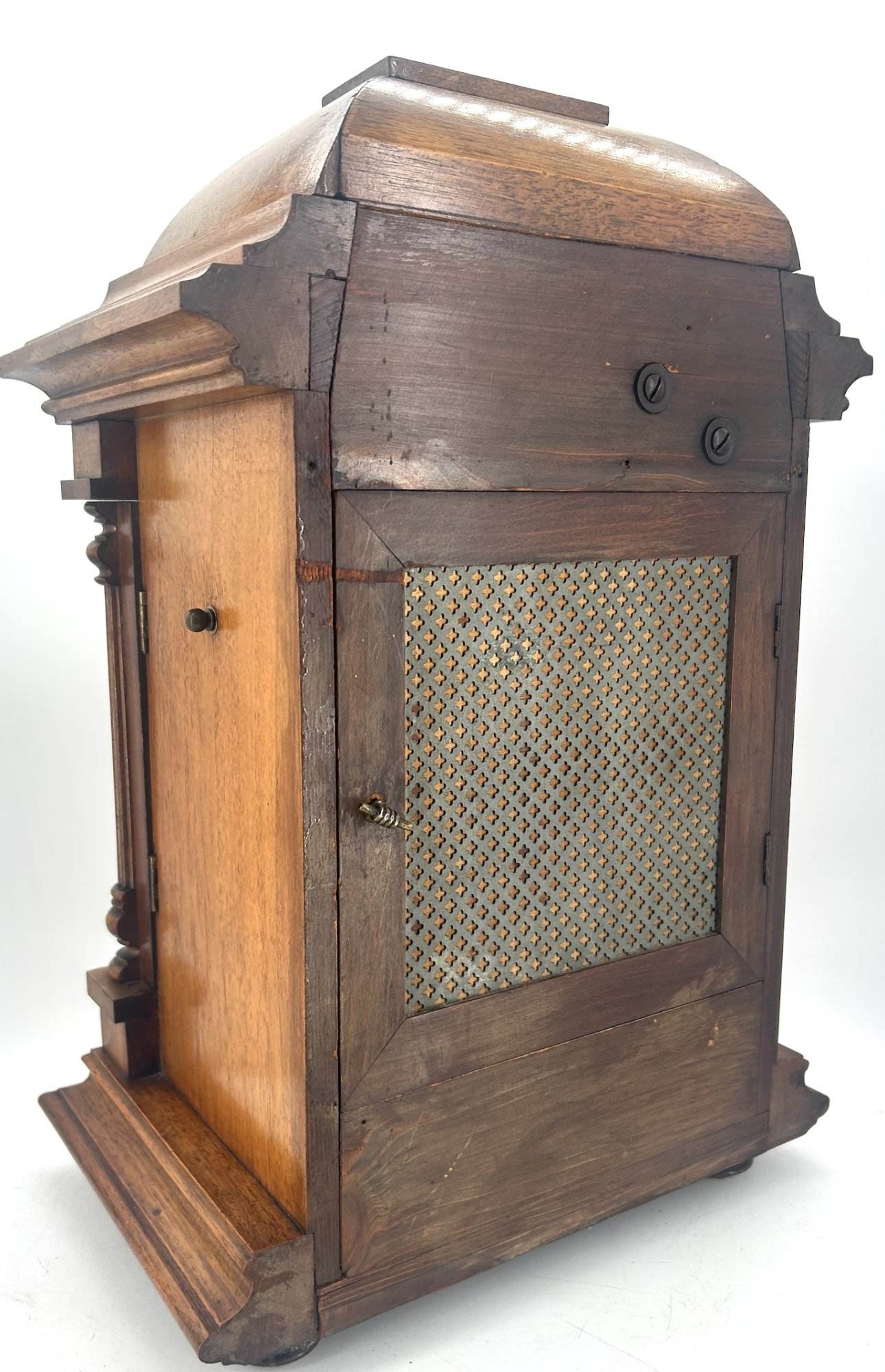 Awesome Walnut case Musical Bracket Clock – ca1920 - Image 11
