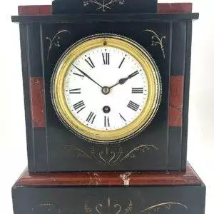 Architectural design slate & marble Mantel Clock – ca1900