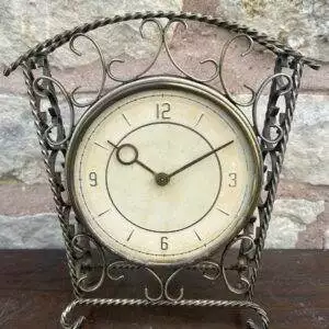 Retro Kitsch Wrought Iron Mantel Clock - 1950