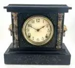 Stunning Architectural American Slate Mantel Clock by Welch - ca1900