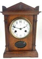 Victorian Walnut Mantel Clock by HAC - ca1900