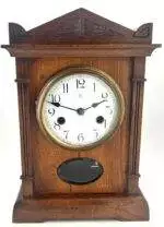 Victorian Walnut Mantel Clock by HAC - ca1900