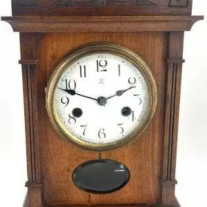 Victorian Walnut Mantel Clock by HAC - ca1900