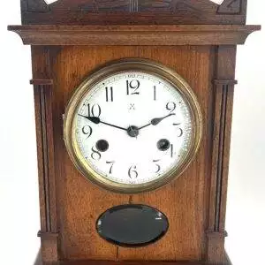 Victorian Walnut Mantel Clock by HAC - ca1900