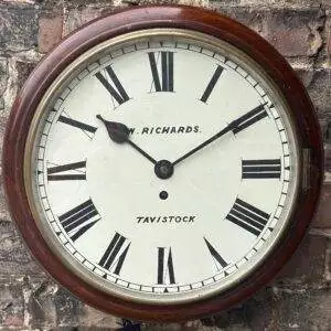 Mahogany case Single Fusee Dial Clock by Richardsons of Travistock - ca 1890