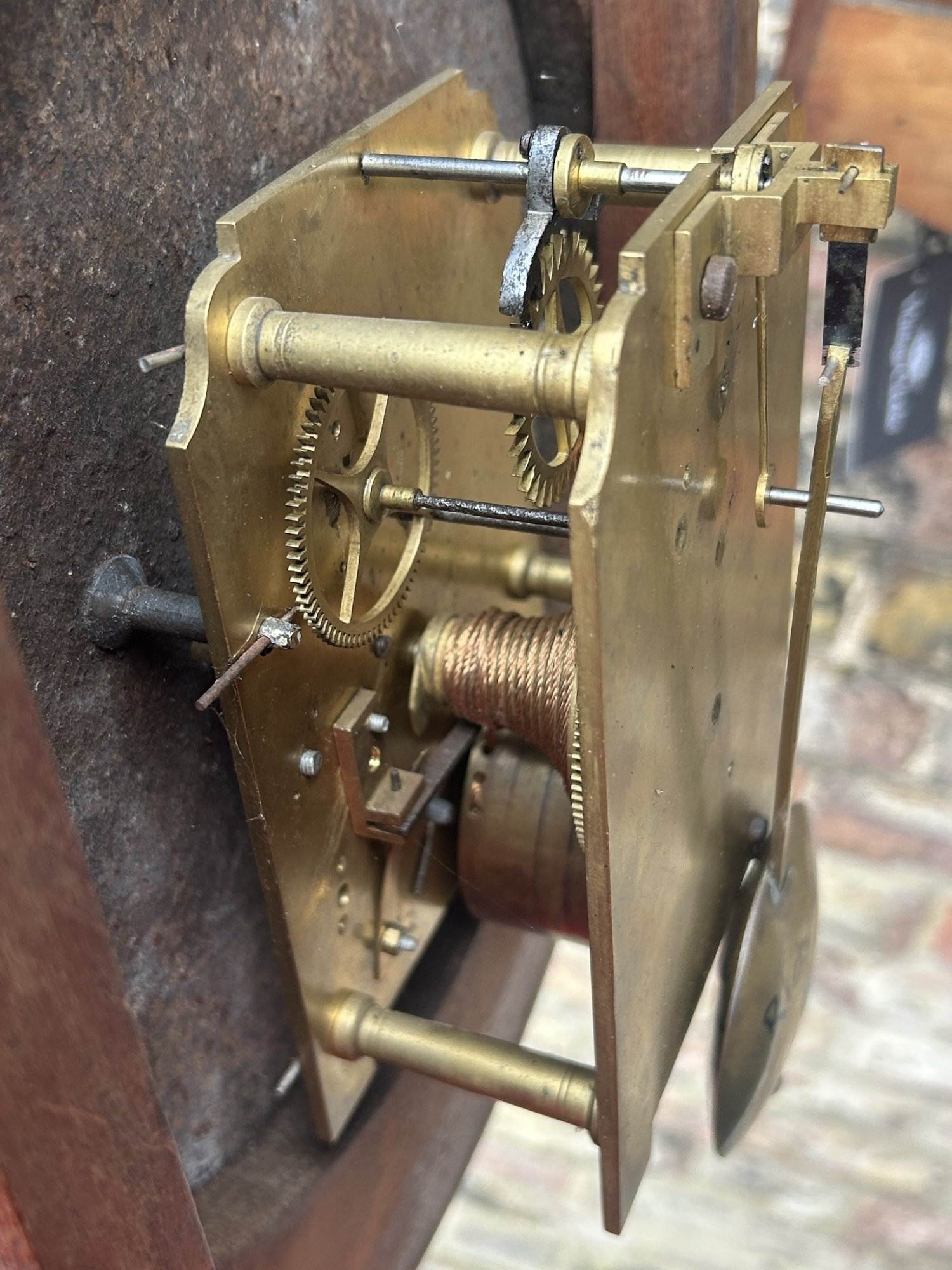 Mahogany case Single Fusee Dial Clock by Richardsons of Travistock - ca 1890 - Image 8