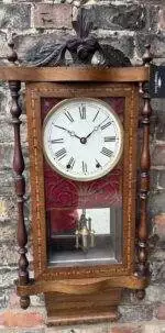 Wonderful American Marquetry Drop Dial Wall Clock - ca 1890