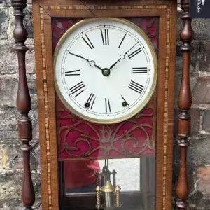 Wonderful American Marquetry Drop Dial Wall Clock - ca 1890