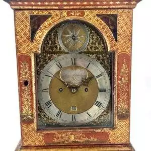 Outstanding Red Chinoiserie English Verge Twin Fusee Bracket Clock – Ca 1760