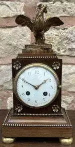 Fabulous Walnut Cubed Bronze ormolu Mantel Clock - Ca 1880