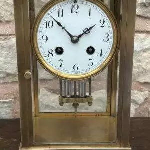 Fabulous French Four Glass Champleve Case Regulator Mantel Clock - Ca 1880