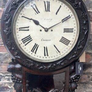 Fabulous Welch Victorian Rosewood Carved Twin Fusee Drop Dial Clock – Ca 1860