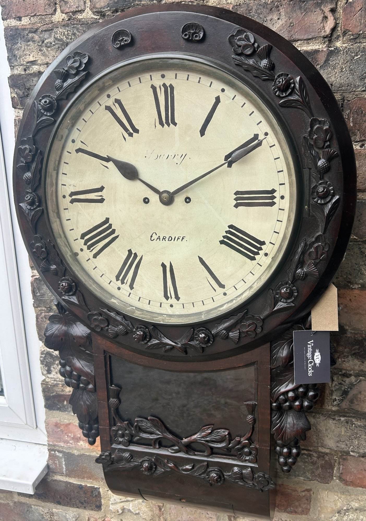 Fabulous Welch Victorian Rosewood Carved Twin Fusee Drop Dial Clock – Ca 1860 - Image 8