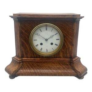Lovely Edwardian architectural Oak Case Mantel Clock – 8 Day gong striking Clock