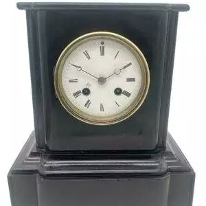 Lovely Edwardian architectural Slate Mantel Clock – 8 Day bell striking Clock