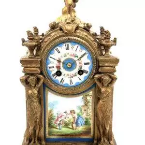 French Victorian Sevres ormolu 8 day mantel Clock – CA 1860