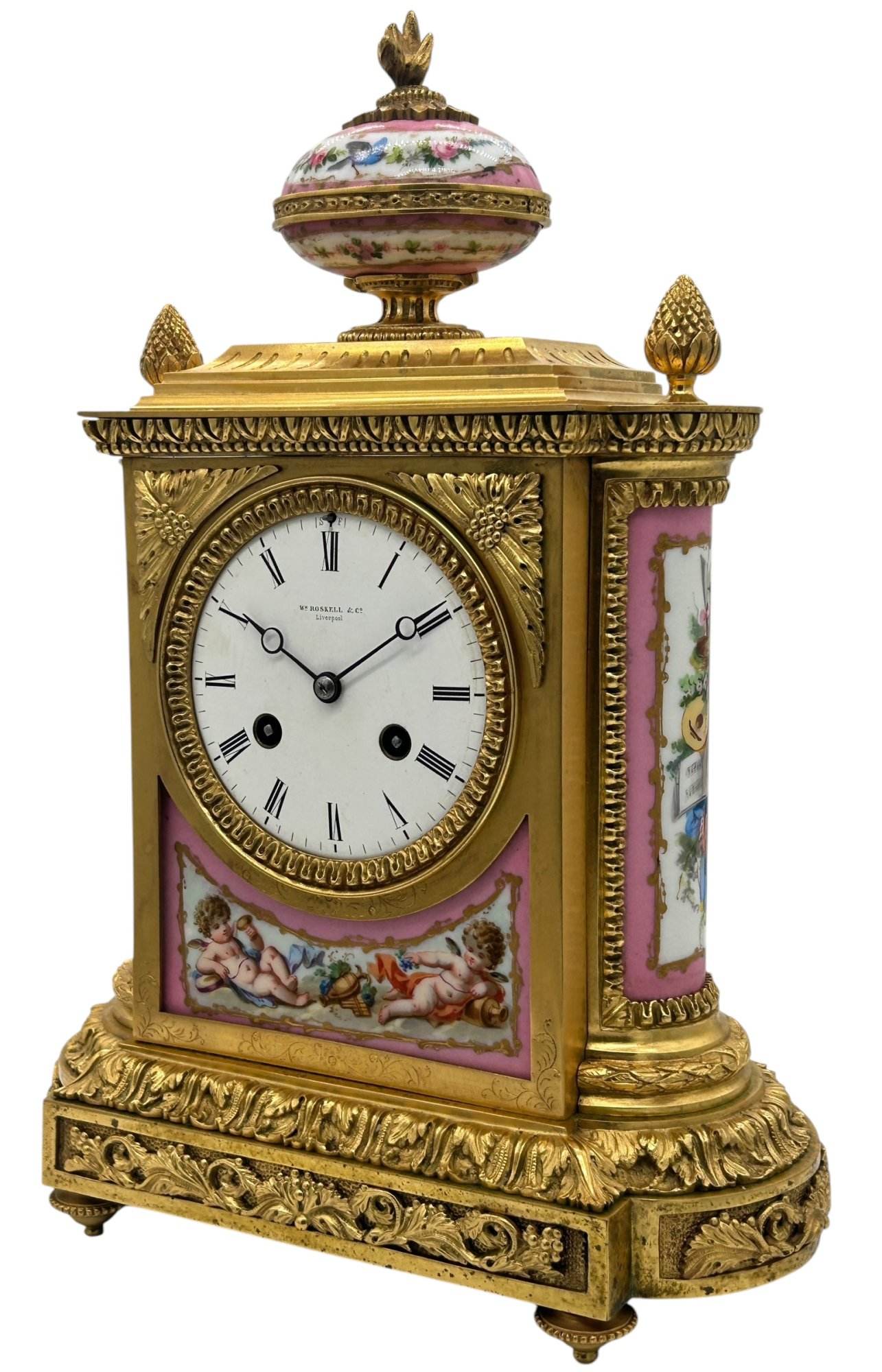 Outstanding Antique French Pink Sevres Ormolu Mantel Clock – ca1860 - Image 2