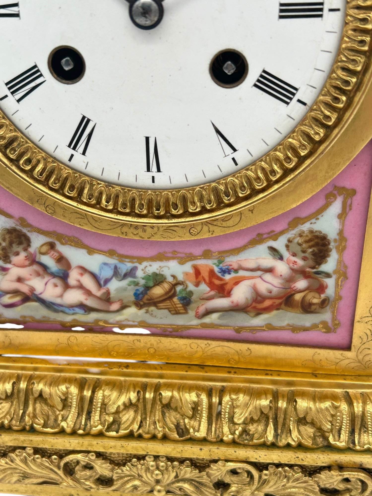 Outstanding Antique French Pink Sevres Ormolu Mantel Clock – ca1860 - Image 3
