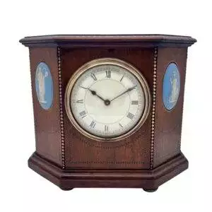 Mahogany Case with Wedgwood porcelain 8 day Mantel clock