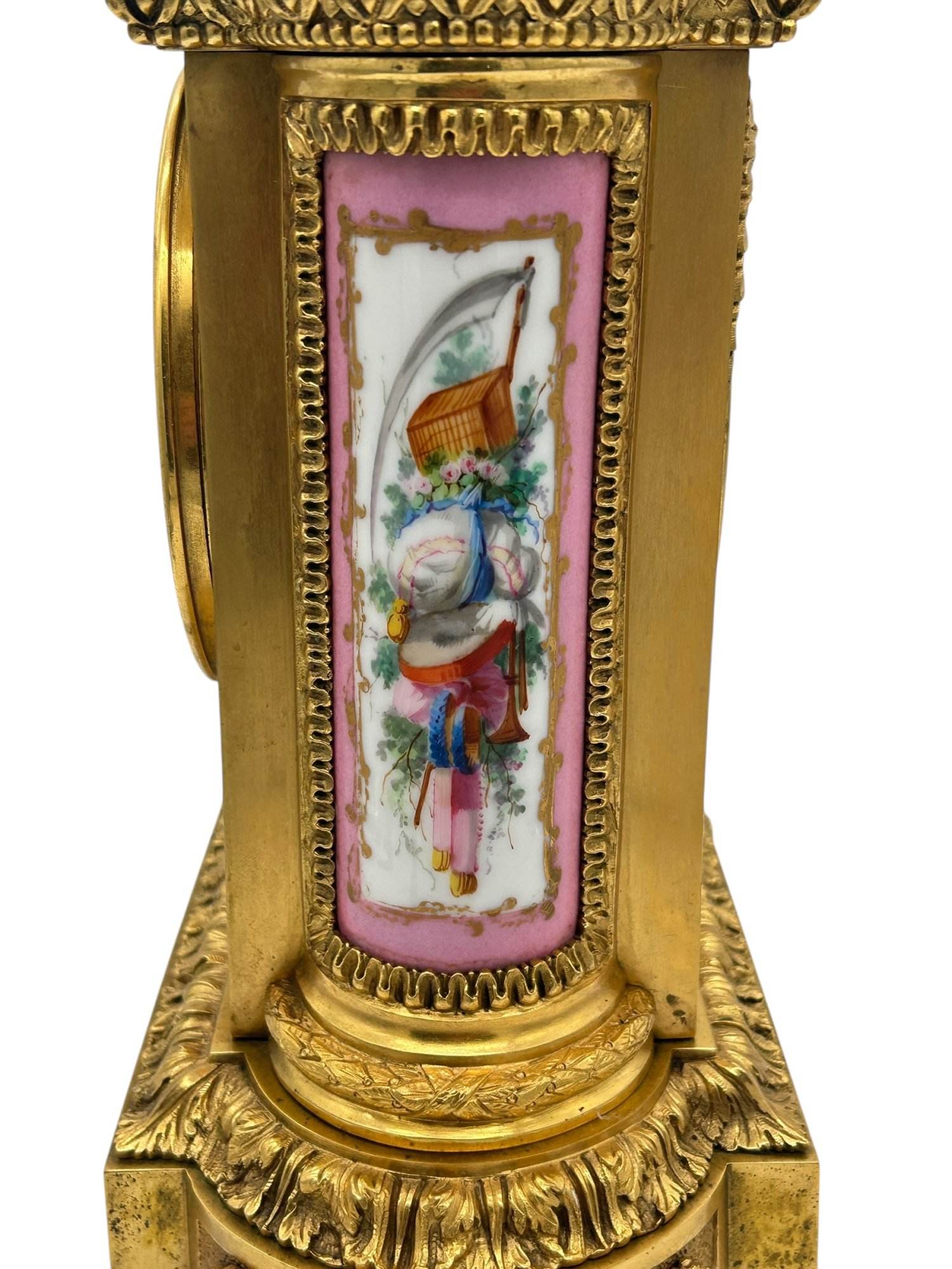 Outstanding Antique French Pink Sevres Ormolu Mantel Clock – ca1860 - Image 6