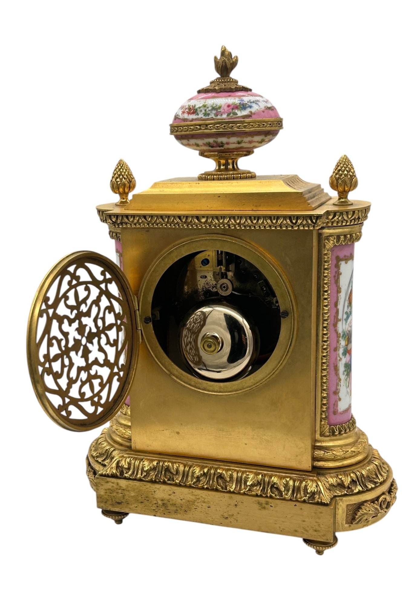 Outstanding Antique French Pink Sevres Ormolu Mantel Clock – ca1860 - Image 8